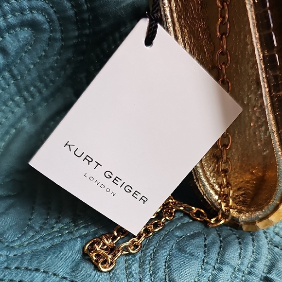 Kurt Geiger Gold Clutch with Party Rhinestones NWT - Picture 13 of 13